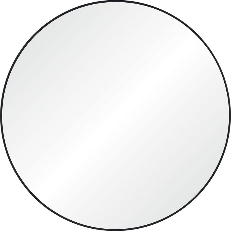 40" Black and Clear Round Framed Wall Mirror