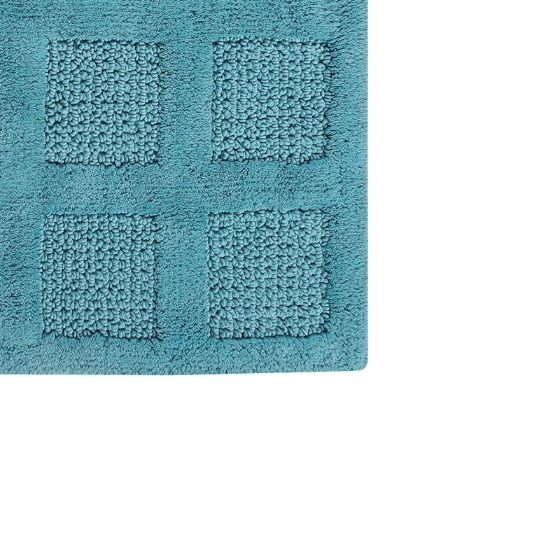 Knightsbridge Square Honeycomb 100% Cotton Reversible Bath Rug 20 X 30 Aqua