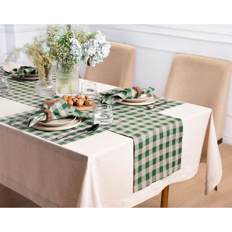 Solino Home 100% Pure Linen Cloth Napkins 20 x 20 Inch Set of 4 Dinner Napkins | Morgan Check