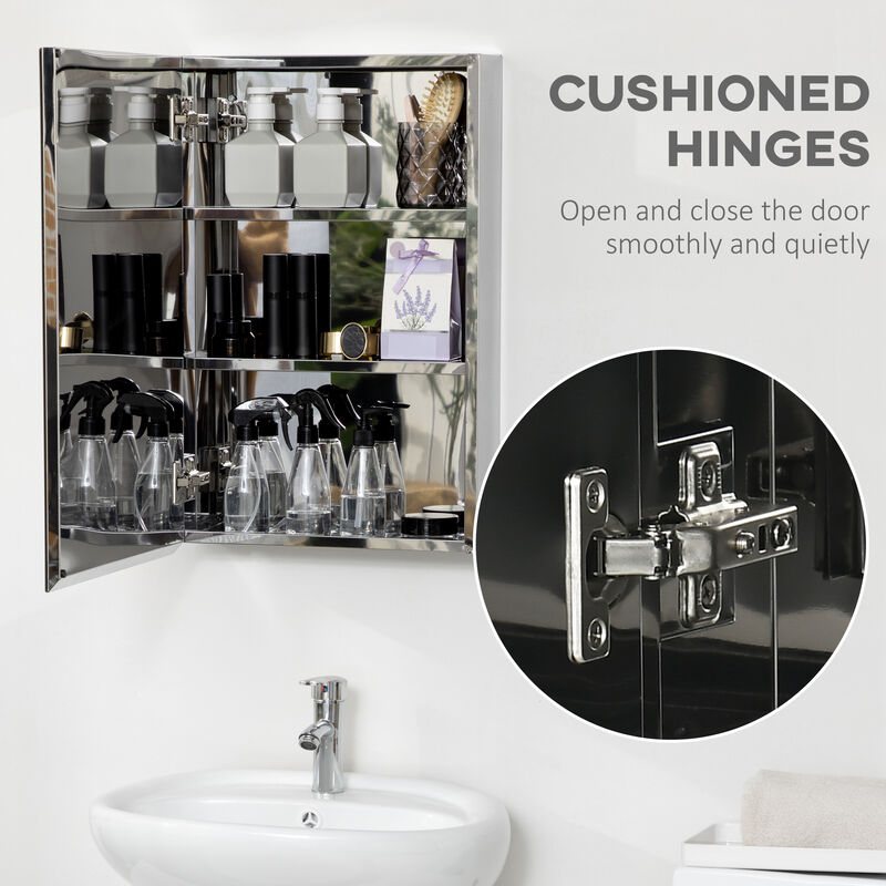 kleankin Bathroom Cabinet Wall Mounted Mirror Cabinet with Hinged Door