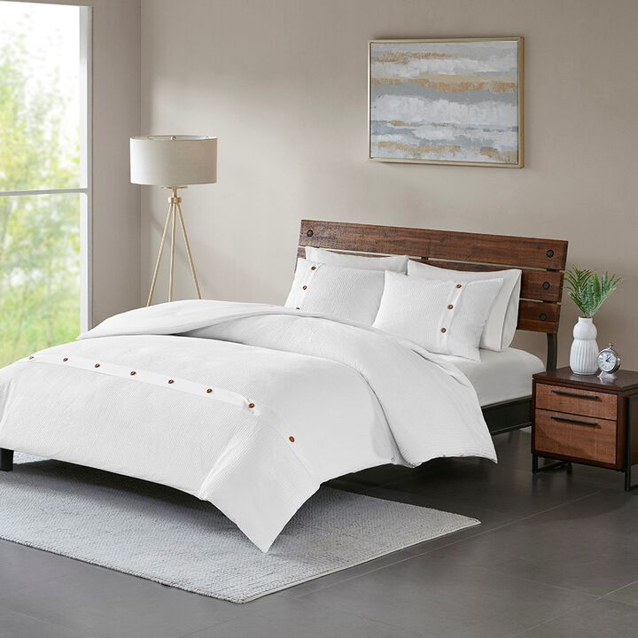 Gracie Mills Lucius Modern Waffle Weave 3-Piece Cotton Duvet Cover Set