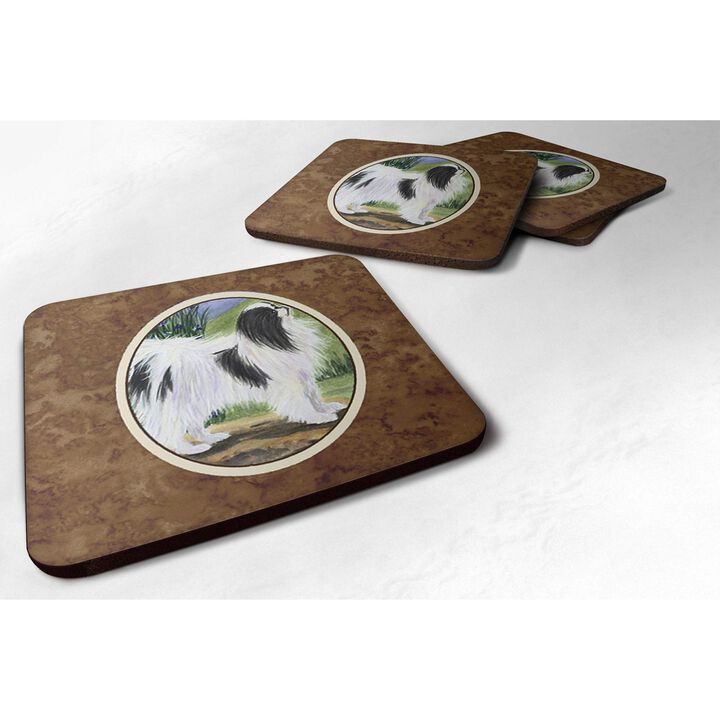 Caroline's Treasures SS8028FC Japanese Chin Foam Coasters (Set of 4), 3.5 H x 3.5 W, Multicolor