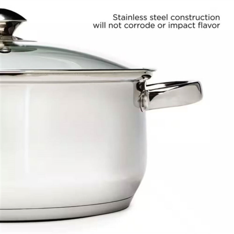 Durable 5-Quart Stainless Steel Dutch Oven with Clear Glass Lid