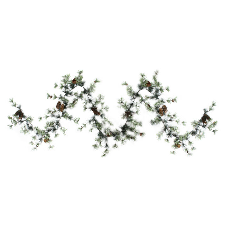 9.5' Frosted Pine with Pine Cones Artificial Christmas Garland - Unlit