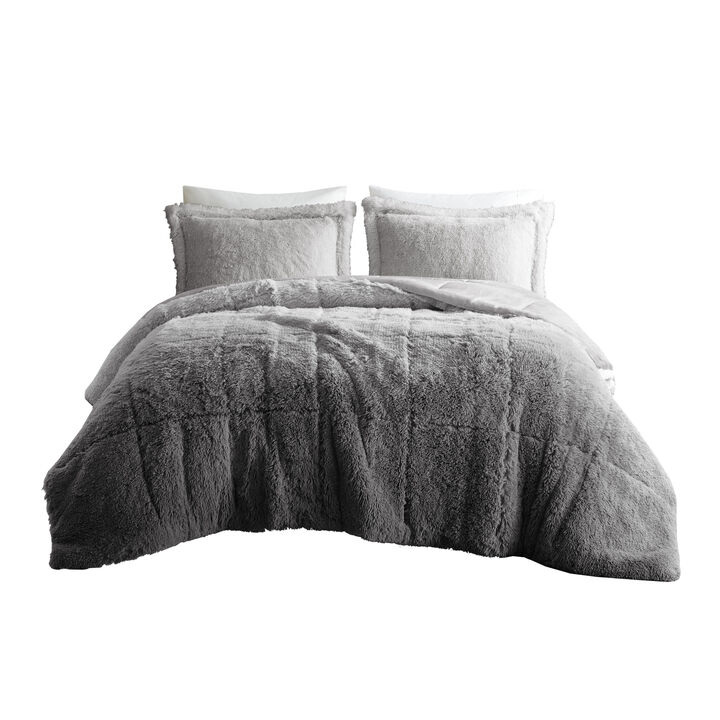 Gracie Mills Ethel Faux Fur Ombre Shag Comforter Set