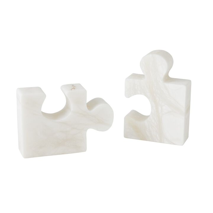 Alabaster Jigsaw Bookends