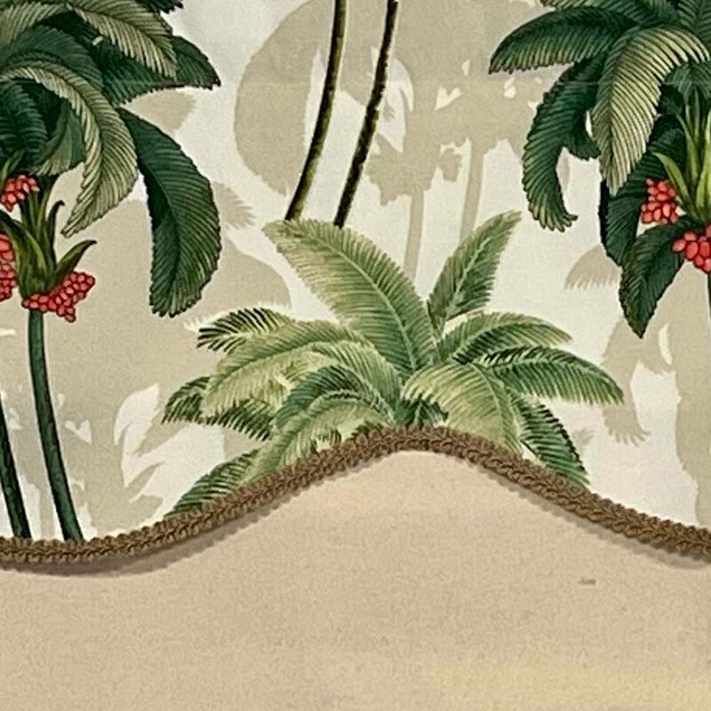 RLF Home Shadow Gimp Trim Detail Printed Palm Glory High Quality Valance 3" Rod Pocket 50" x 16" Aloe Green