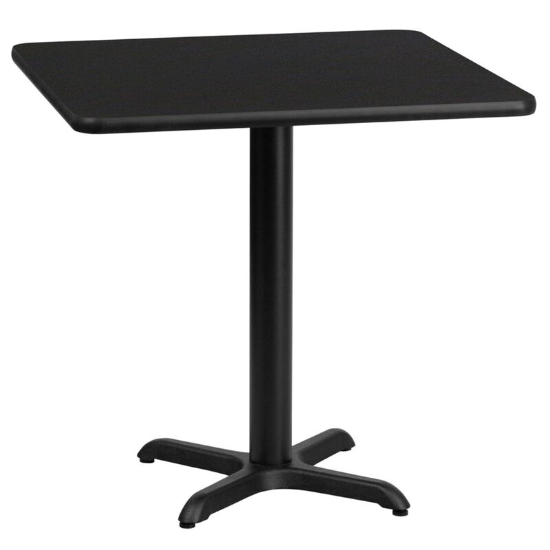 Flash Furniture 24'' Square Black Laminate Table Top with 22'' x 22'' Bar Height Table Base