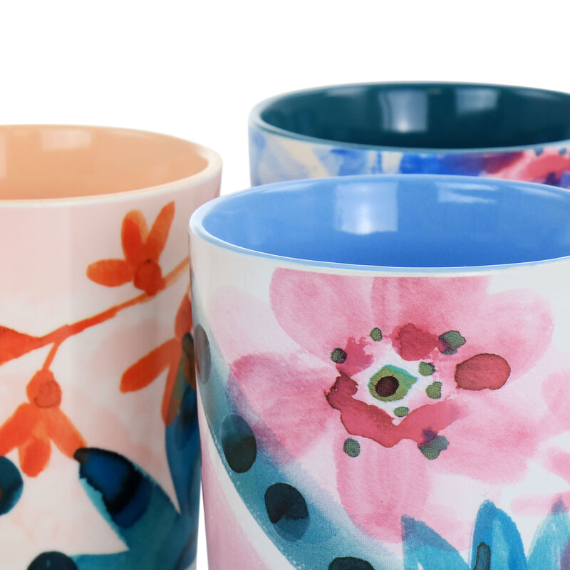 Spice by Tia Mowry Goji Blossom Fine Ceramic 4 Piece 17oz Mug Set in Multi Color
