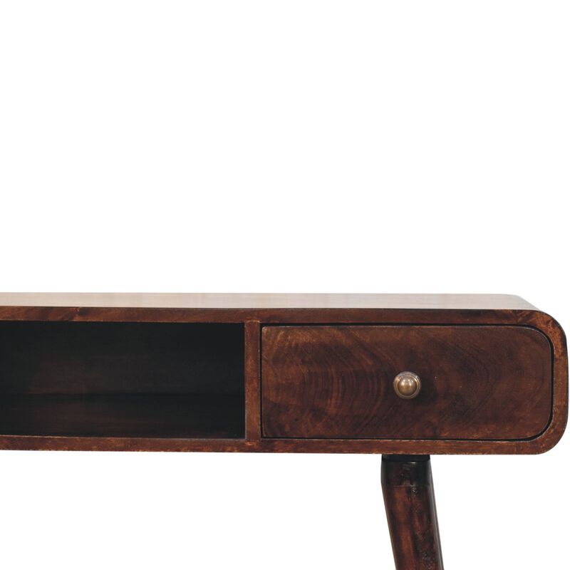 Artisan Furniture Solid Wood Curved California Walnut Writing Desk