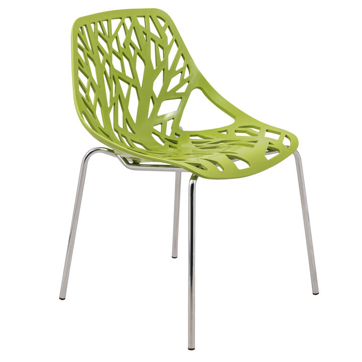 LeisureMod Modern Asbury Dining Chair w/ Chromed Legs