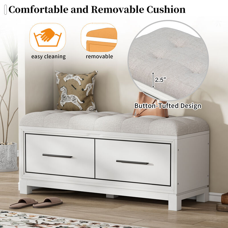 Merax Shoe Storage Bench with Removable Cushion