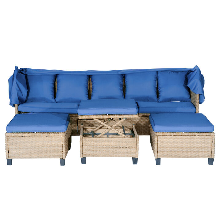 Merax UV-Proof Resin Wicker Patio Sofa Set with Canopy