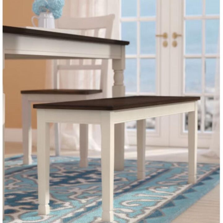Hivvago Kitchen Seating Wooden Bench in White and Brown Finish