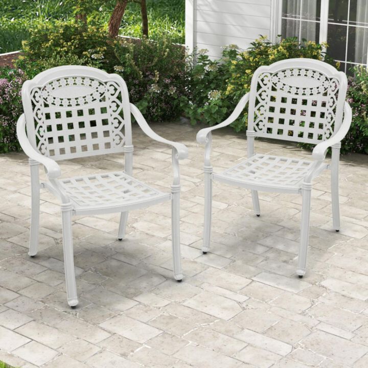 Hivvago Set of 2 Cast Aluminum Patio Chairs with Armrests