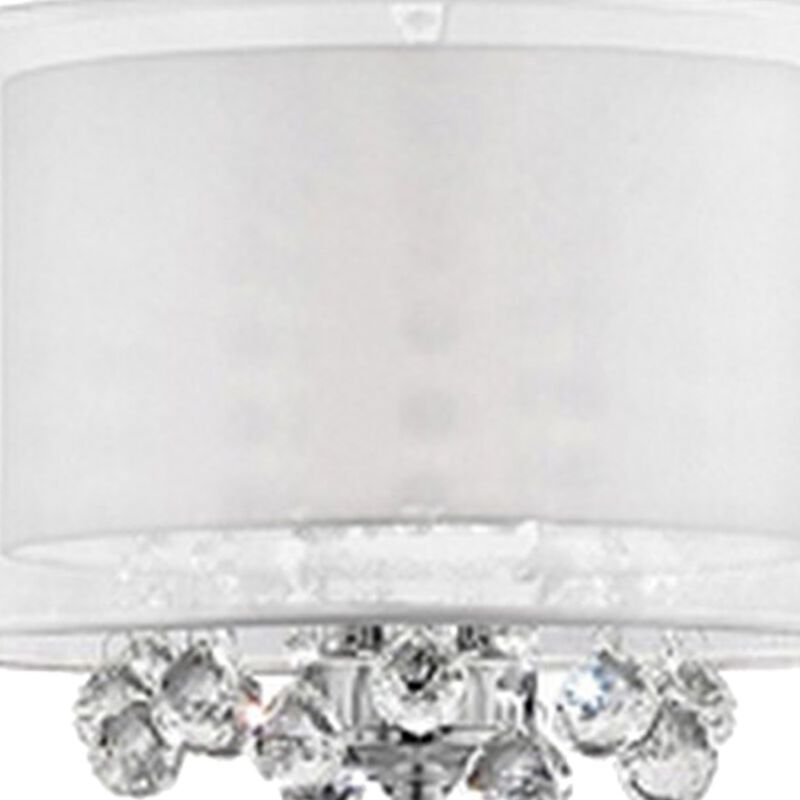 Twisted Crystal Accent Floor Lamp with Dual Fabric Shade, Clear-Benzara
