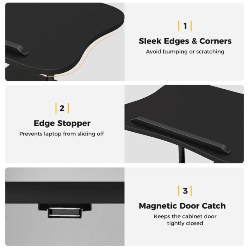 Hivvago Adjustable Mobile Standing Desk Cart with Tilt Desktop and Cabinet