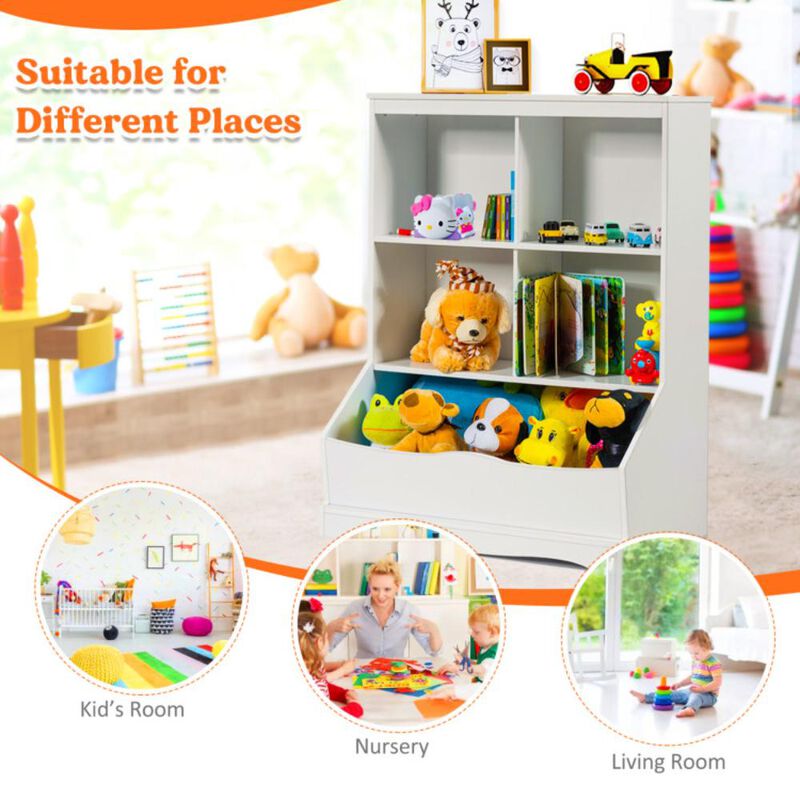 Hivvago 3-Tier Children's Multi-Functional Bookcase Toy Storage Bin Floor Cabinet