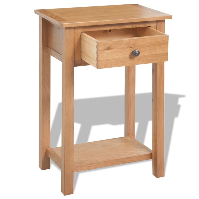 vidaXL Console Table Solid Oak Wood 19.7"x12.6"x29.5" Brown