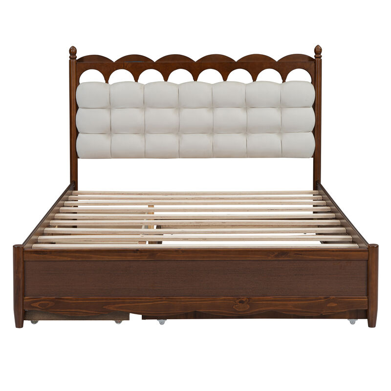 Merax Wooden Platform Bed with 2 Drawers and 1 Trundle