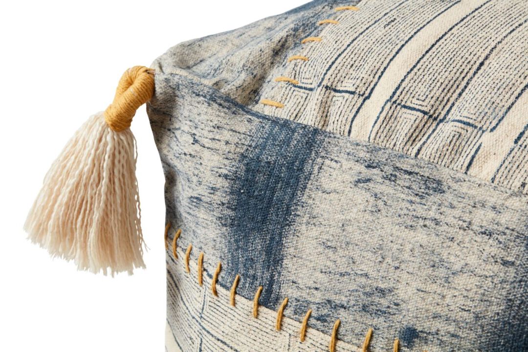 Poufs PF0009 Indigo / Ivory 18"W x 18"D x 18"H