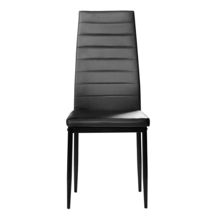 Elegant High Backrest Dining Chairs Assembled with Striped Texture & Modern Design