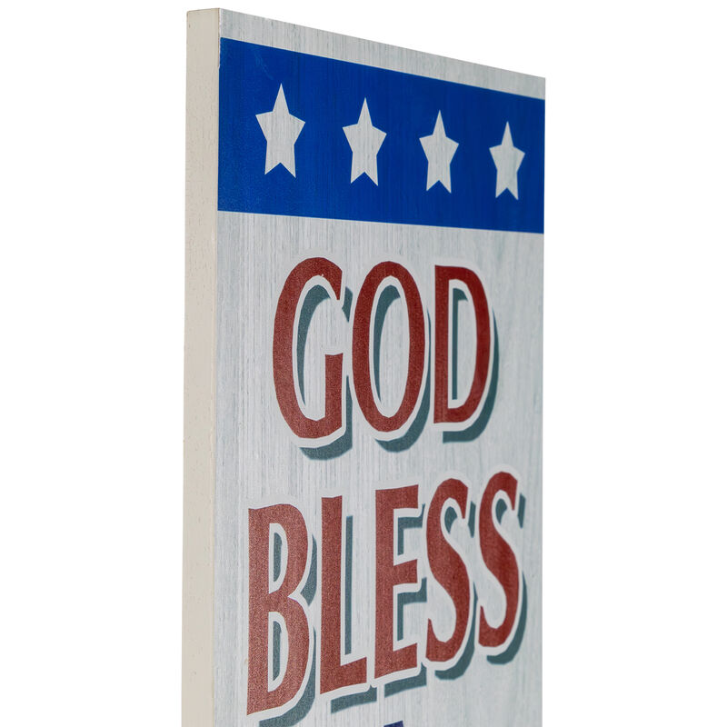 35.75" God Bless America Patriotic Wooden Porch Board Sign Decoration