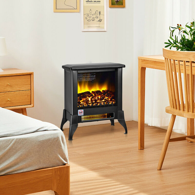 Compact Portable Space Heater with Realistic Flame Effect