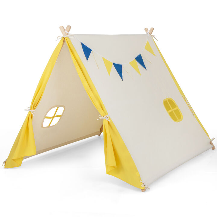 Kids Play Tent with Solid Wood Frame Holiday Birthday Gift & Toy for Boys & Girls