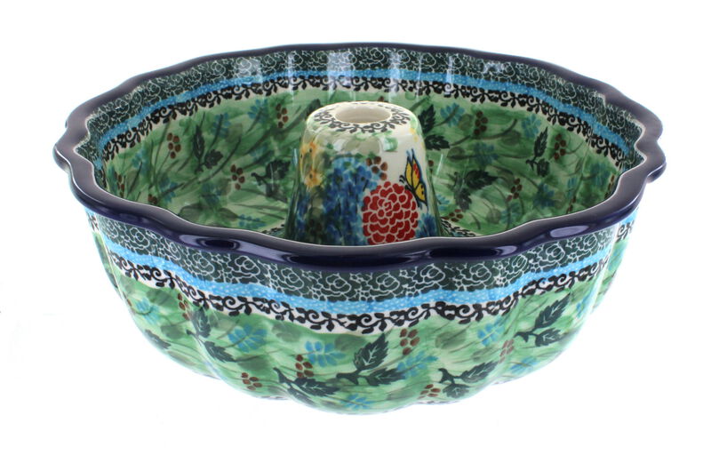 Blue Rose Polish Pottery Teresa Ring Cake Pan