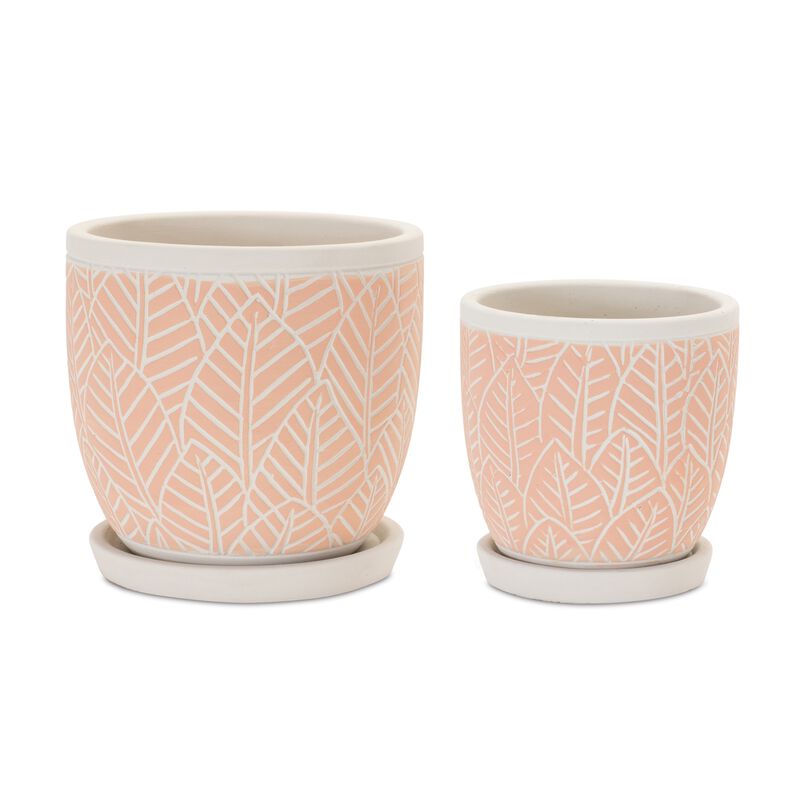 Pink Chic Pot with Saucer (Set of 2)