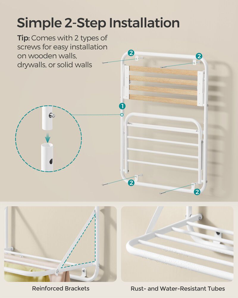 Wall-Mounted Clothes Drying Rack for Efficient Laundry Drying and Space-Saving