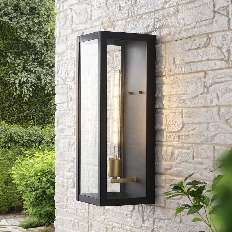 Berlin Modern Industrial Indoor Outdoor Rectangular Iron Glass LED Outdoor Lantern