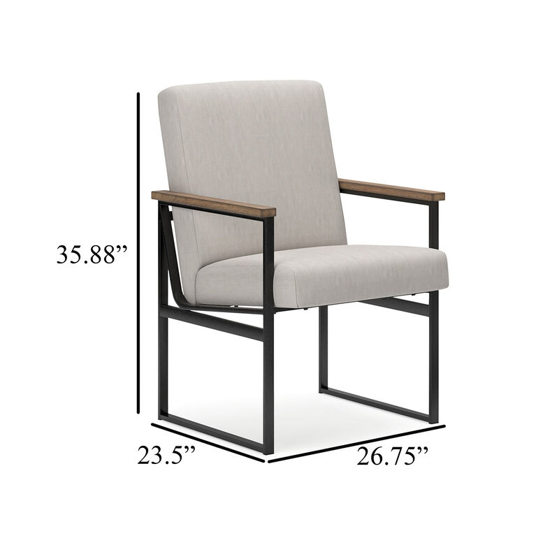 Tey Home Office Chair, Gray Padded Seat and Back, Black Metal Frame - Benzara