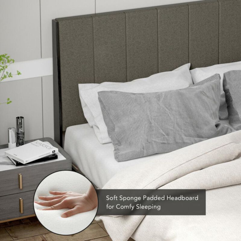 Hivvago Queen Size Upholstered Bed Frame with Tufted Headboard