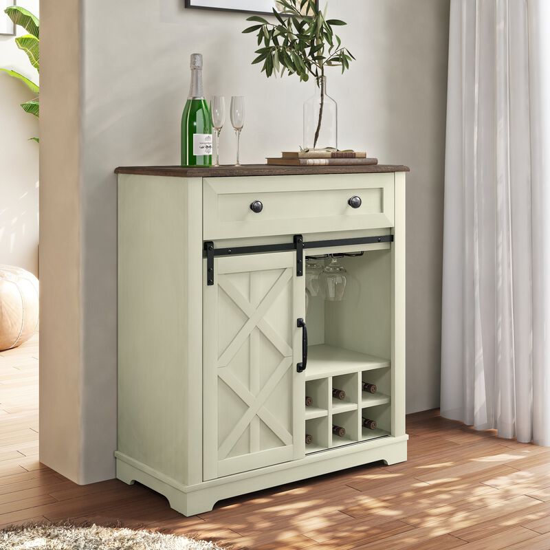 FESTIVO Rustic Chic Wine Cabinet with Glass Holder & Wine Rack