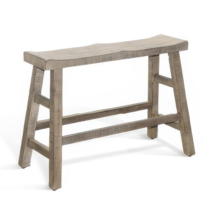 Rena Counter Height Bench, 33 Inch Light Brown Mahogany Wood Frame - Benzara