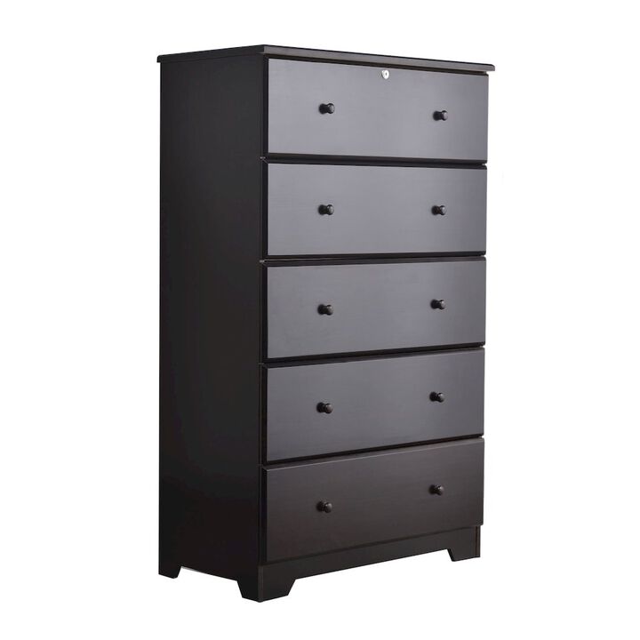 Solid Pine Wood 5 Drawer Chest Dresser