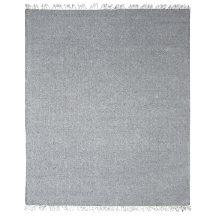 RUGSOTIC CARPETS HAND WOVEN FLAT WEAVE KILIM WOOL ECO-FRIENDLY AREA RUGS  - 4'x6', Rectangle Shape, Light Silver Color, Solid Plain Design, Low Pile Handmade Rugs for Living Room (D00111)