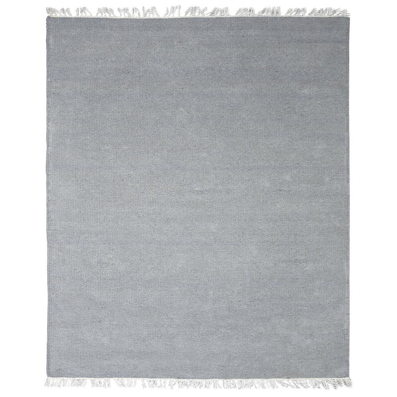 RUGSOTIC CARPETS HAND WOVEN FLAT WEAVE KILIM WOOL ECO-FRIENDLY AREA RUGS  - 4'x6', Rectangle Shape, Light Silver Color, Solid Plain Design, Low Pile Handmade Rugs for Living Room (D00111)