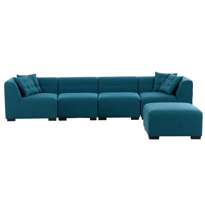 Sectional Sofa with Removable Ottoman Green