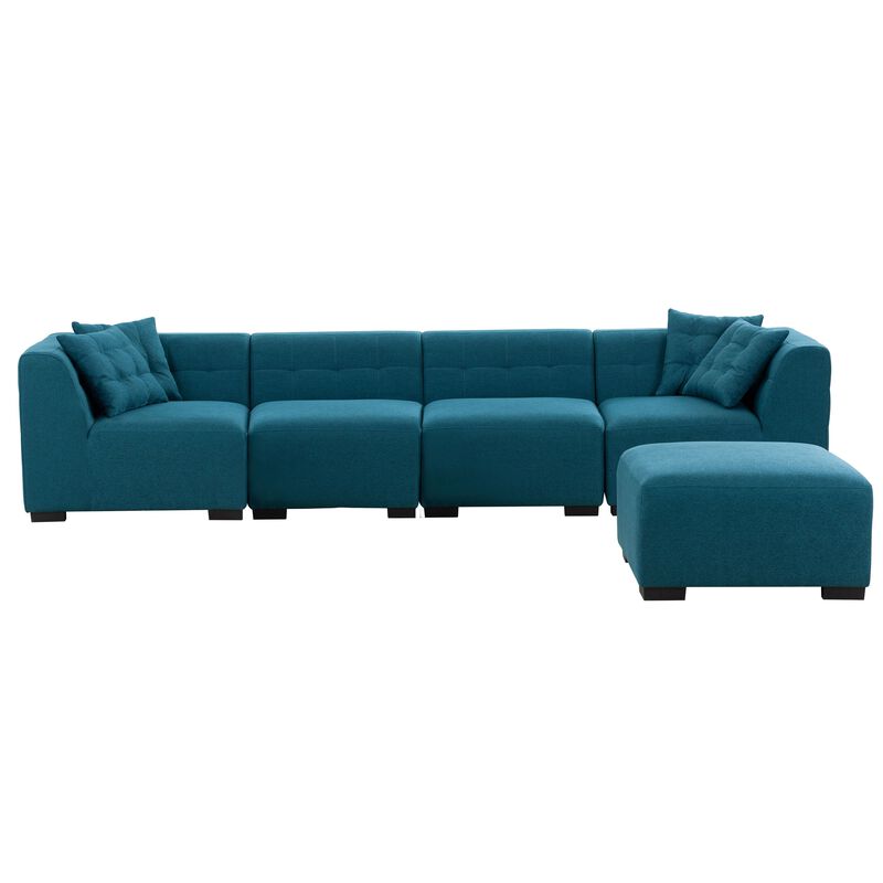 Sectional Sofa with Removable Ottoman Green