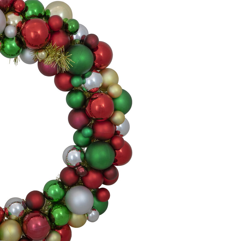 Traditional Colors 2-Finish Shatterproof Ball Christmas Wreath  36-Inch