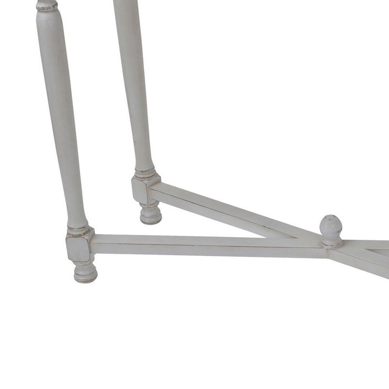 42 Inch Sofa Table, Narrow Design, Fir Wood, MDF, Brown, Antique White - Benzara