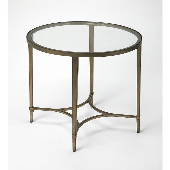 Gold Oval Glass End Table, Belen Kox