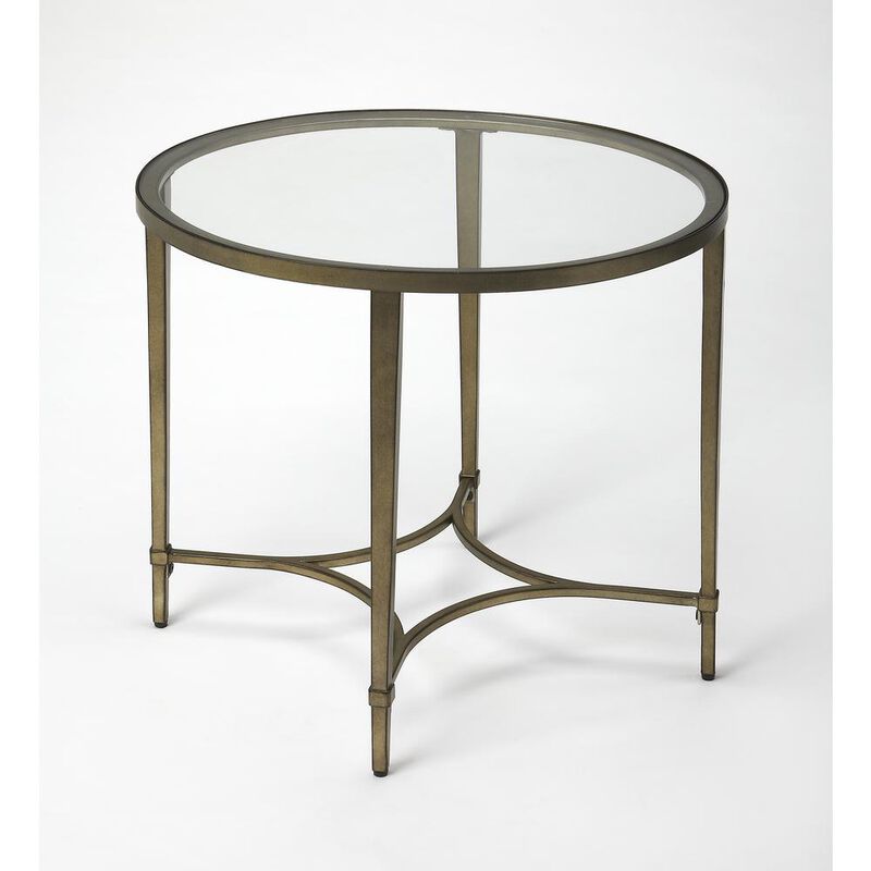 Gold Oval Glass End Table, Belen Kox