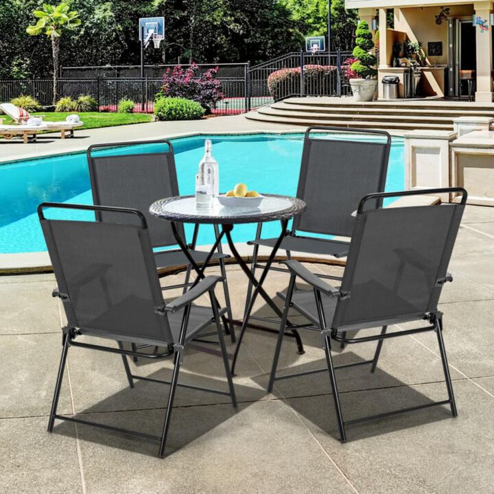 Hivvago 4 Pieces Portable Outdoor Folding Chair with Armrest