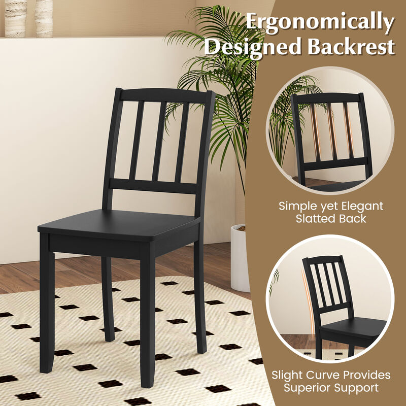 Wood Dining Chair Set of 2 with Rubber Wood Legs