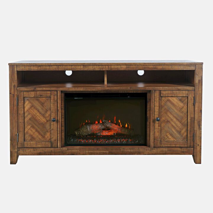 Jofran 60 Chevron Fireplace Storage Console TV Stand