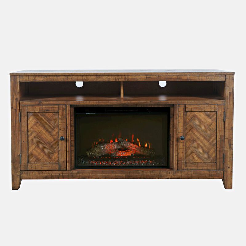 Jofran 60 Chevron Fireplace Storage Console TV Stand